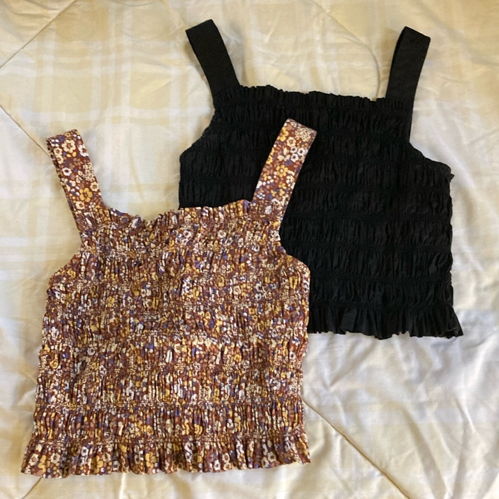 Everlane Cropped Shirred Tanks (2)